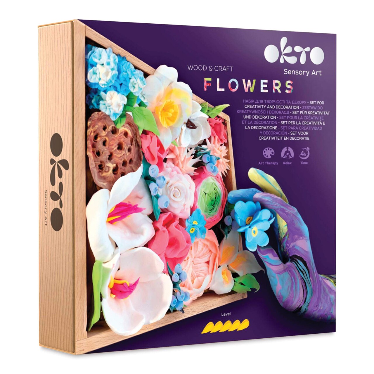 Okto Sensory Art DIY Wood & Craft Clay Kit - Flowers, Romance Colors